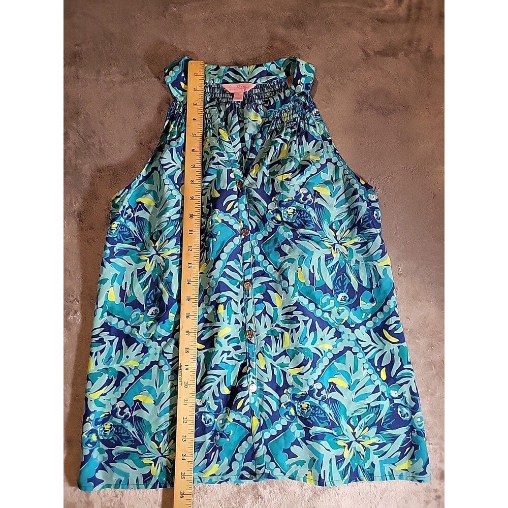EUC Lilly Pulitzer Silk Blouse Womens Small Muticolor Button Up - Picture 3 of 9